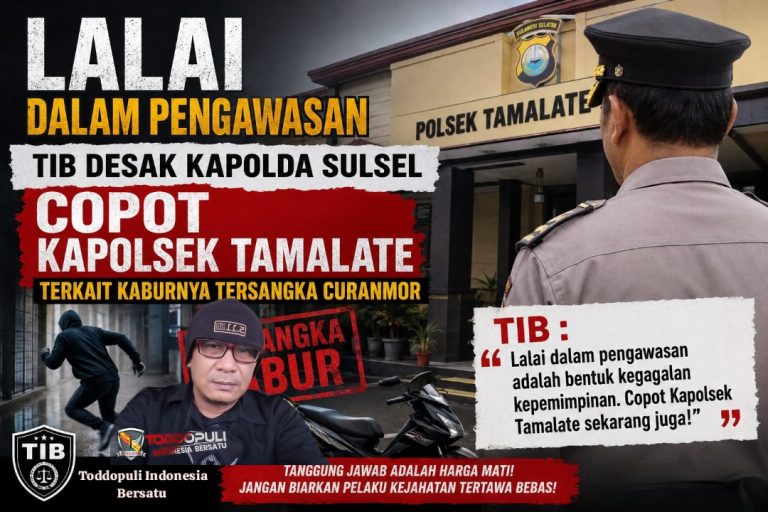 TIB Desak Kapolda Copot Kapolsek Tamalate Usai Tersangka Curanmor Sekaligus Penadah Kabur
